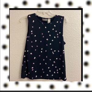 🔵Liz Claiborne Black With Purple and White Polka dot tank!!!